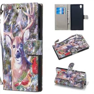Elk Deer 3D Painted Leather Wallet Phone Case for Sony Xperia L1 / Sony E6