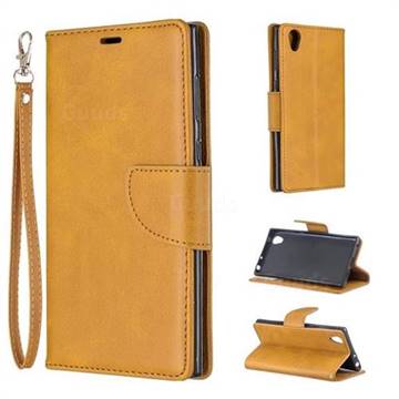 Classic Sheepskin PU Leather Phone Wallet Case for Sony Xperia L1 / Sony E6 - Yellow