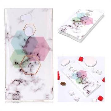 Hexagonal Soft TPU Marble Pattern Phone Case for Sony Xperia L2