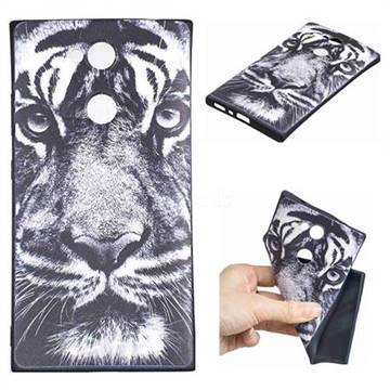 White Tiger 3D Embossed Relief Black TPU Cell Phone Back Cover for Sony Xperia L2