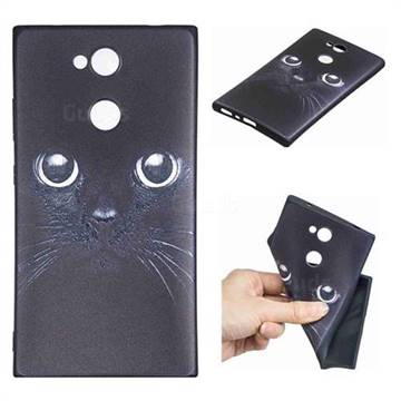 Bearded Feline 3D Embossed Relief Black TPU Cell Phone Back Cover for Sony Xperia L2