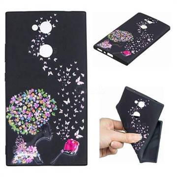 Corolla Girl 3D Embossed Relief Black TPU Cell Phone Back Cover for Sony Xperia L2