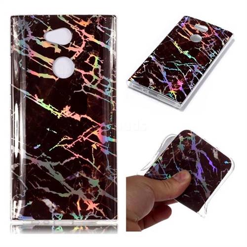 Black Brown Marble Pattern Bright Color Laser Soft TPU Case for Sony Xperia L2