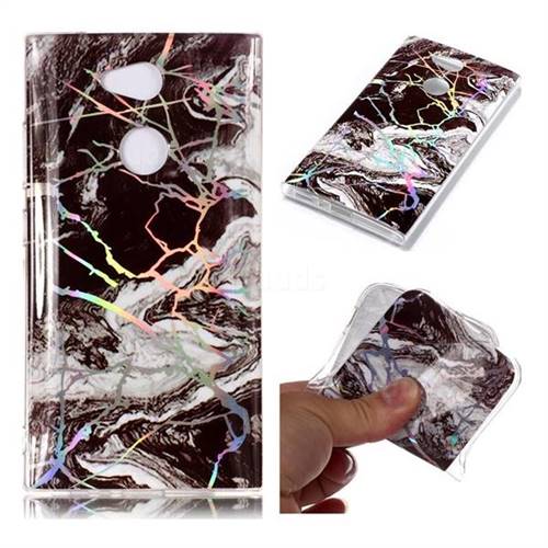 White Black Marble Pattern Bright Color Laser Soft TPU Case for Sony Xperia L2