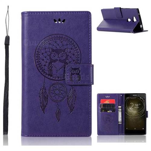 Intricate Embossing Owl Campanula Leather Wallet Case for Sony Xperia L2 - Purple