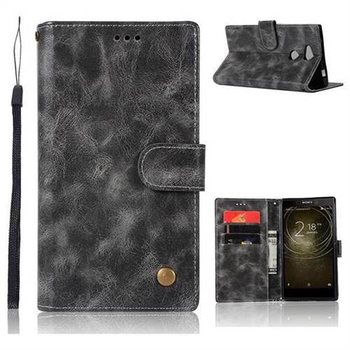 Luxury Retro Leather Wallet Case for Sony Xperia L2 - Gray
