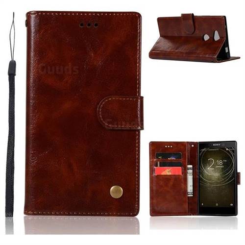 Luxury Retro Leather Wallet Case for Sony Xperia L2 - Brown