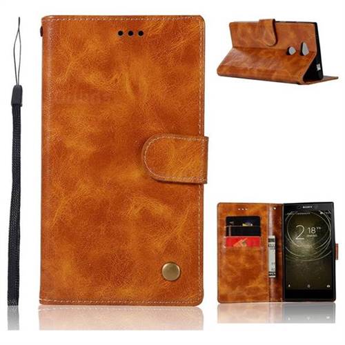 Luxury Retro Leather Wallet Case for Sony Xperia L2 - Golden