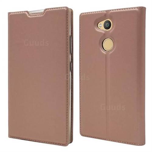 Ultra Slim Card Magnetic Automatic Suction Leather Wallet Case for Sony Xperia L2 - Rose Gold