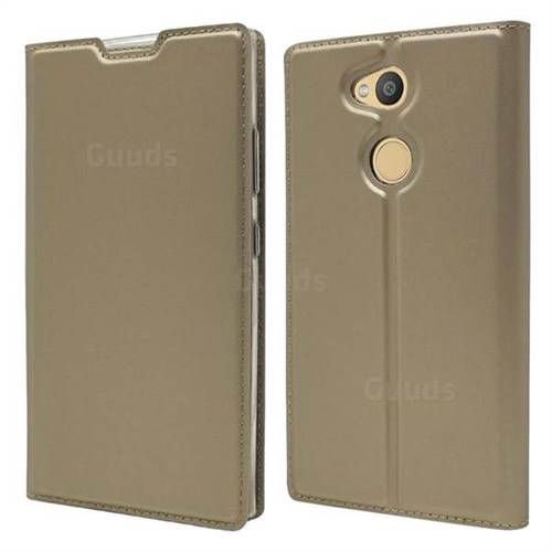 Ultra Slim Card Magnetic Automatic Suction Leather Wallet Case for Sony Xperia L2 - Champagne