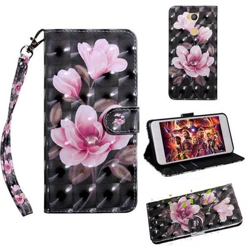 Black Powder Flower 3D Painted Leather Wallet Case for Sony Xperia L2