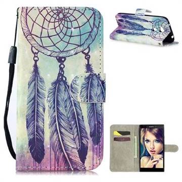 Feather Wind Chimes 3D Painted Leather Wallet Phone Case for Sony Xperia L2