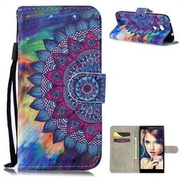 Oil Painting Mandala 3D Painted Leather Wallet Phone Case for Sony Xperia L2