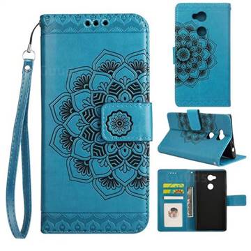 Embossing Half Mandala Flower Leather Wallet Case for Sony Xperia L2 - Blue