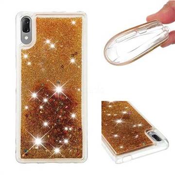 Dynamic Liquid Glitter Quicksand Sequins TPU Phone Case for Sony Xperia L3 - Golden