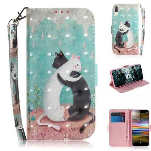 Black and White Cat 3D Painted Leather Wallet Phone Case for Sony Xperia L3