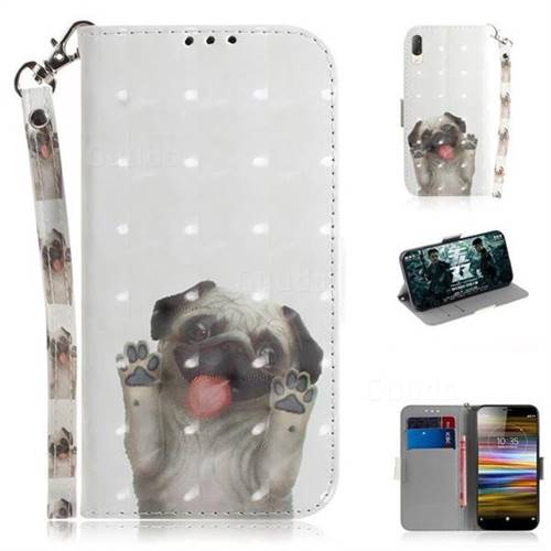 Pug Dog 3D Painted Leather Wallet Phone Case for Sony Xperia L3