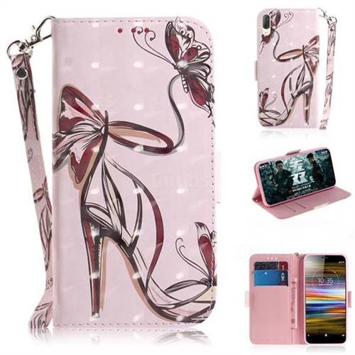 Butterfly High Heels 3D Painted Leather Wallet Phone Case for Sony Xperia L3