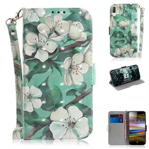 Watercolor Flower 3D Painted Leather Wallet Phone Case for Sony Xperia L3
