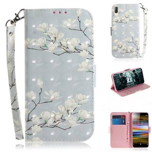 Magnolia Flower 3D Painted Leather Wallet Phone Case for Sony Xperia L3