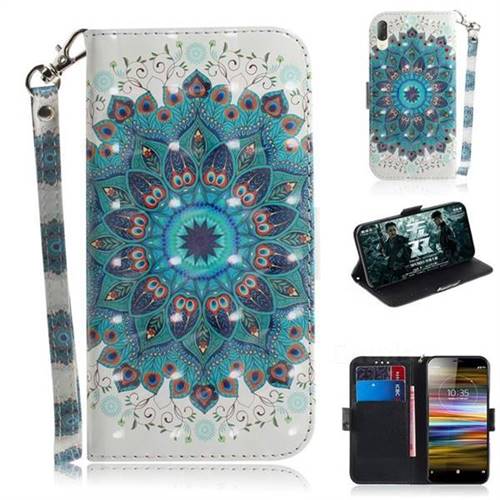 Peacock Mandala 3D Painted Leather Wallet Phone Case for Sony Xperia L3