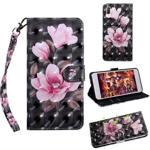 Black Powder Flower 3D Painted Leather Wallet Case for Sony Xperia L3