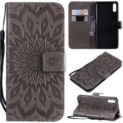 Embossing Sunflower Leather Wallet Case for Sony Xperia L3 - Gray