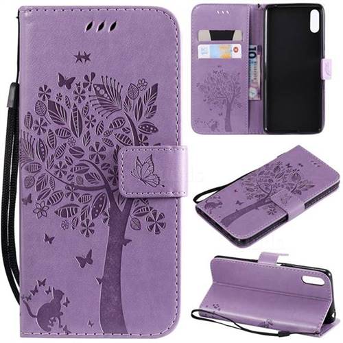 Embossing Butterfly Tree Leather Wallet Case for Sony Xperia L3 - Violet