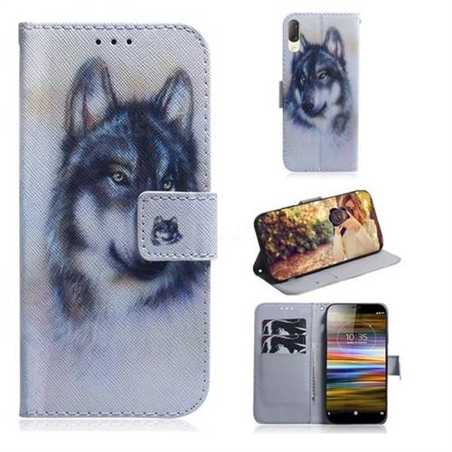 Snow Wolf PU Leather Wallet Case for Sony Xperia L3