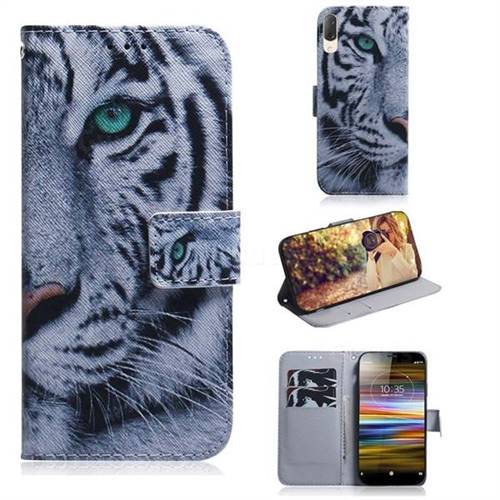 White Tiger PU Leather Wallet Case for Sony Xperia L3