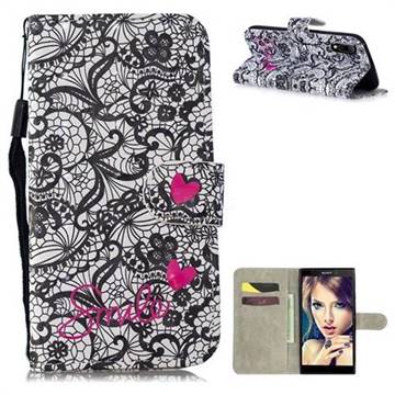 Lace Flower 3D Painted Leather Wallet Phone Case for Sony Xperia L3