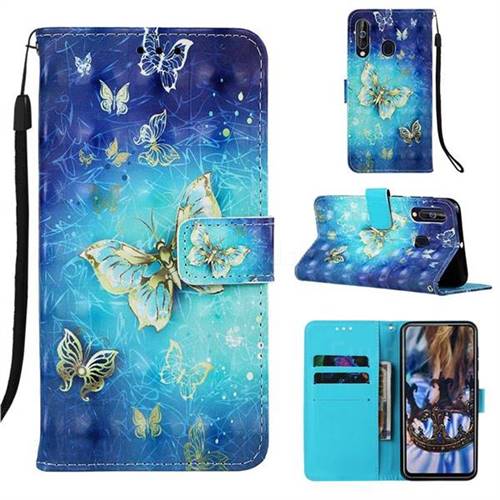Gold Butterfly 3D Painted Leather Wallet Case for Sony Xperia L3
