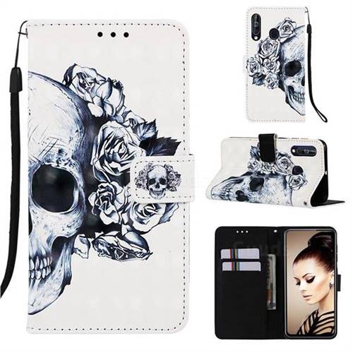Skull Flower 3D Painted Leather Wallet Case for Sony Xperia L3