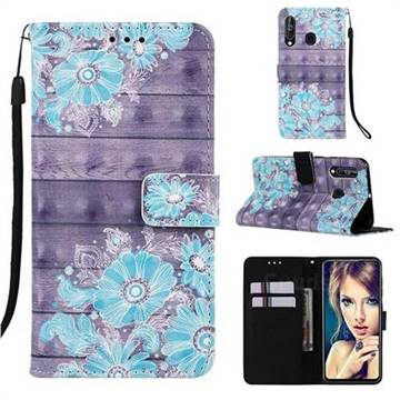 Blue Flower 3D Painted Leather Wallet Case for Sony Xperia L3