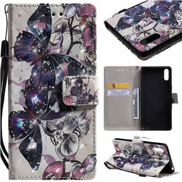 Black Butterfly 3D Painted Leather Wallet Case for Sony Xperia L3