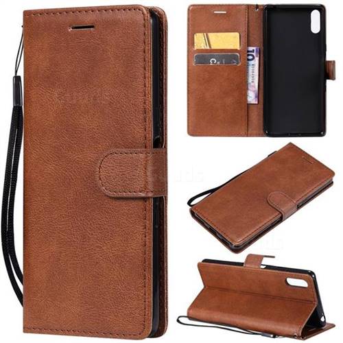 Retro Greek Classic Smooth PU Leather Wallet Phone Case for Sony Xperia L3 - Brown