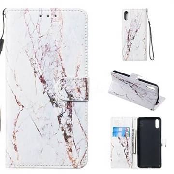 White Marble Smooth Leather Phone Wallet Case for Sony Xperia L3