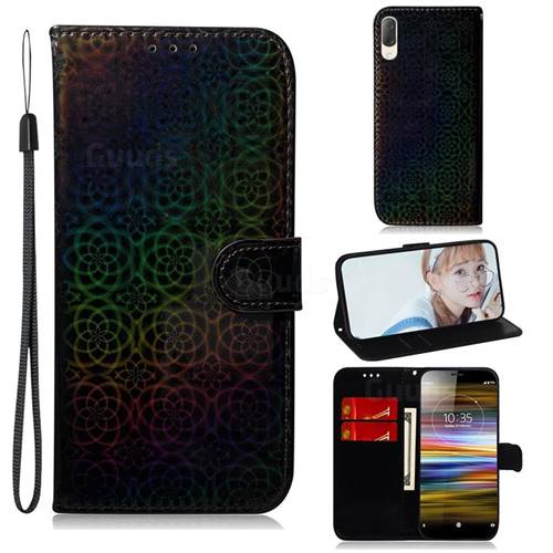 Laser Circle Shining Leather Wallet Phone Case for Sony Xperia L3 - Black