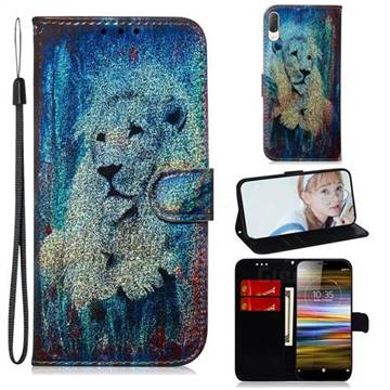 White Lion Laser Shining Leather Wallet Phone Case for Sony Xperia L3