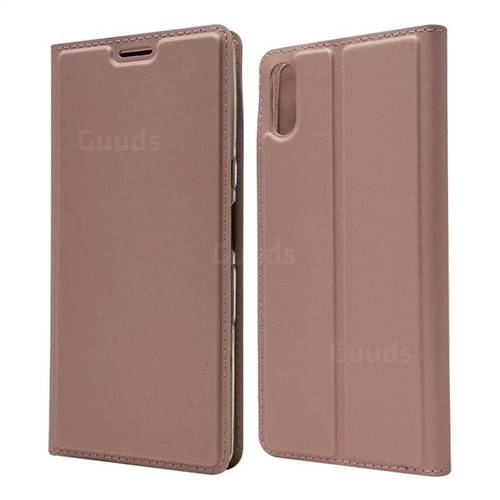 Ultra Slim Card Magnetic Automatic Suction Leather Wallet Case for Sony Xperia L3 - Rose Gold