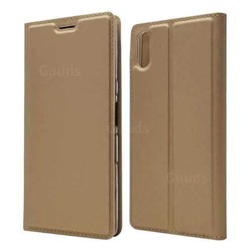 Ultra Slim Card Magnetic Automatic Suction Leather Wallet Case for Sony Xperia L3 - Champagne