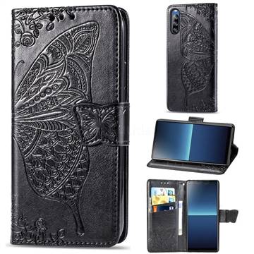Embossing Mandala Flower Butterfly Leather Wallet Case for Sony Xperia L4 - Black