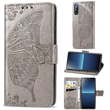 Embossing Mandala Flower Butterfly Leather Wallet Case for Sony Xperia L4 - Gray