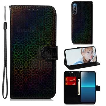 Laser Circle Shining Leather Wallet Phone Case for Sony Xperia L4 - Black