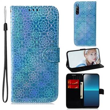 Laser Circle Shining Leather Wallet Phone Case for Sony Xperia L4 - Blue