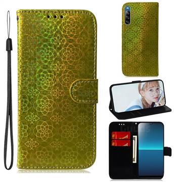 Laser Circle Shining Leather Wallet Phone Case for Sony Xperia L4 - Golden