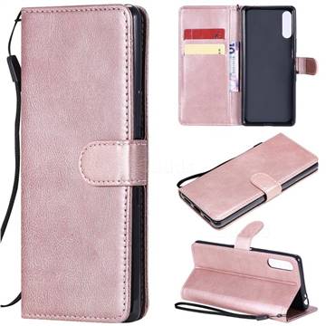 Retro Greek Classic Smooth PU Leather Wallet Phone Case for Sony Xperia L4 - Rose Gold