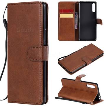 Retro Greek Classic Smooth PU Leather Wallet Phone Case for Sony Xperia L4 - Brown