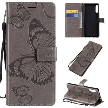 Embossing 3D Butterfly Leather Wallet Case for Sony Xperia L4 - Gray