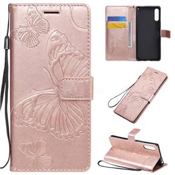 Embossing 3D Butterfly Leather Wallet Case for Sony Xperia L4 - Rose Gold